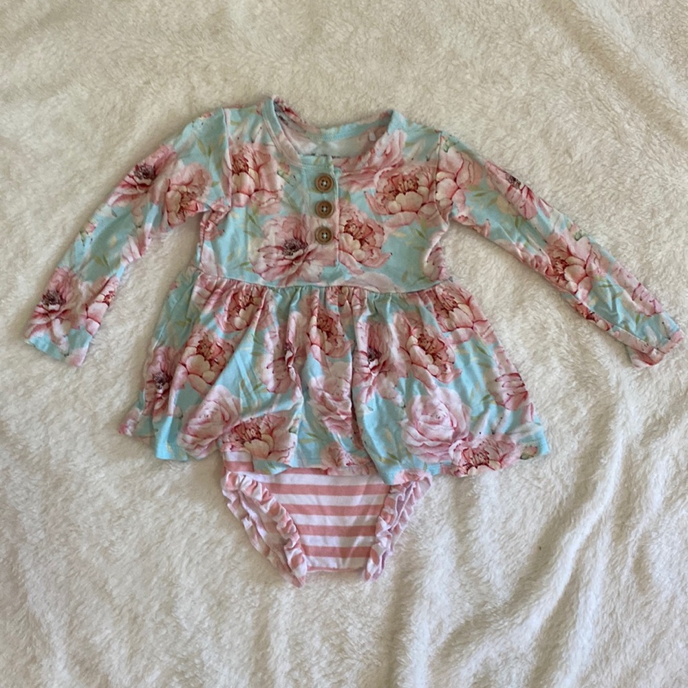 Posh Peanut Kennedy peplum and bummie - 6-12m